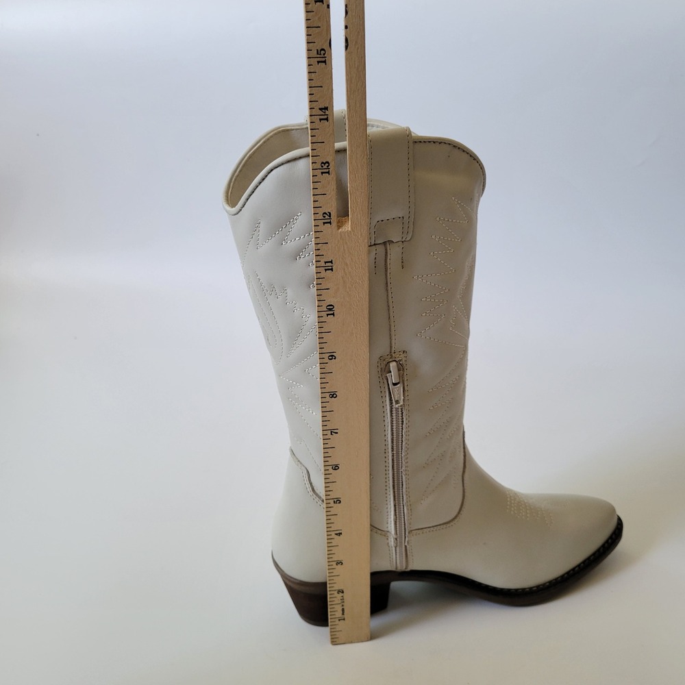 Steve Madden Hayward Western Boots 9M Ivory Knee High Cowgirl Minimalist Neutral - Picture 7 of 13
